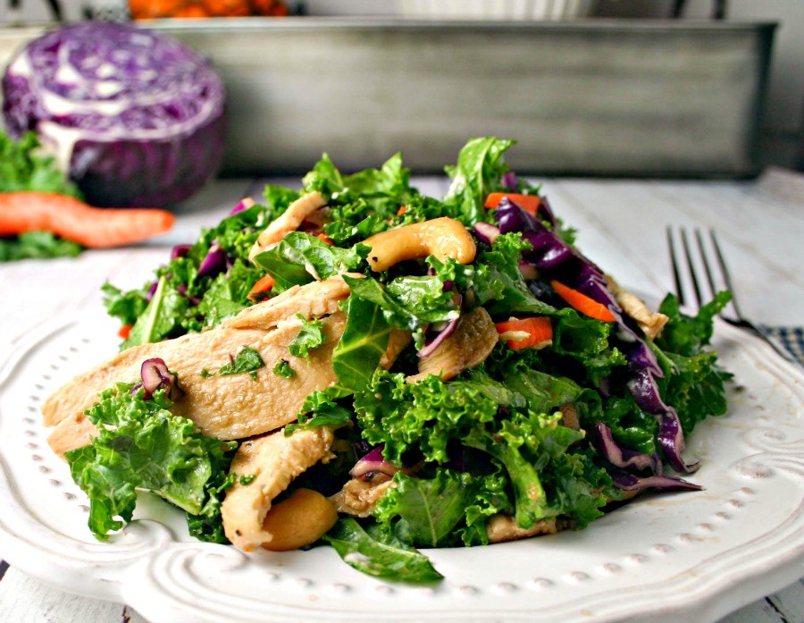 Kale Cabbage Chicken Salad with Thai Peanut Vinaigrette by Sheila