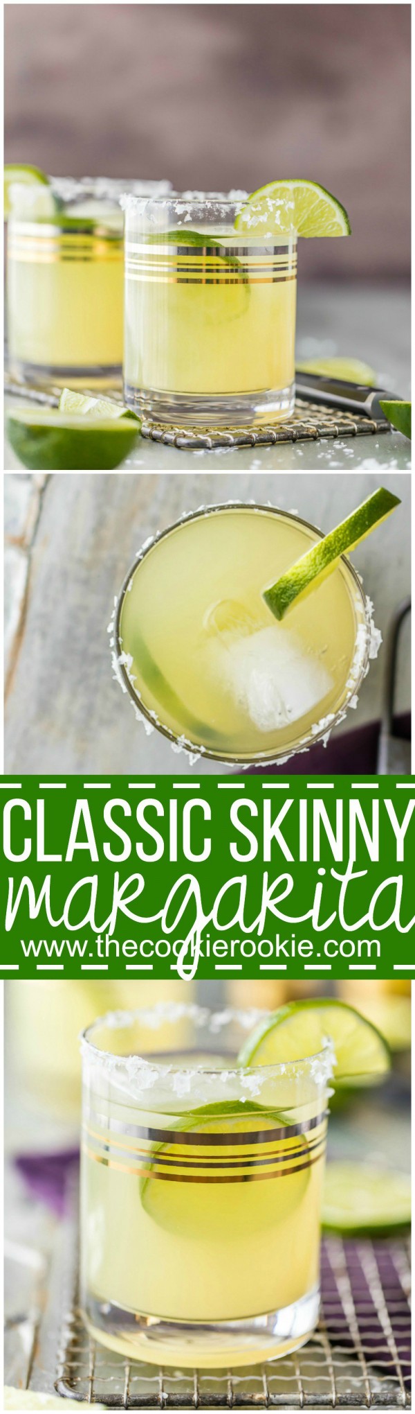 Nothing better than a Classic Skinny Margarita! Simple ingredients and lots of flavor, not many calories! Guilt-free cocktail, BEST EVER MARGARITA! Favorite easy cocktail recipe.