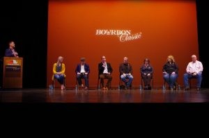 New Masters Panel (L-R) Bobby Burke, Marianna Barnes, Kaveh Zamanian, Campbell Brown, Shane Baker, Pam Heilmann, Joyce Nethery, Corky Taylor - photo by Jordan McFarland