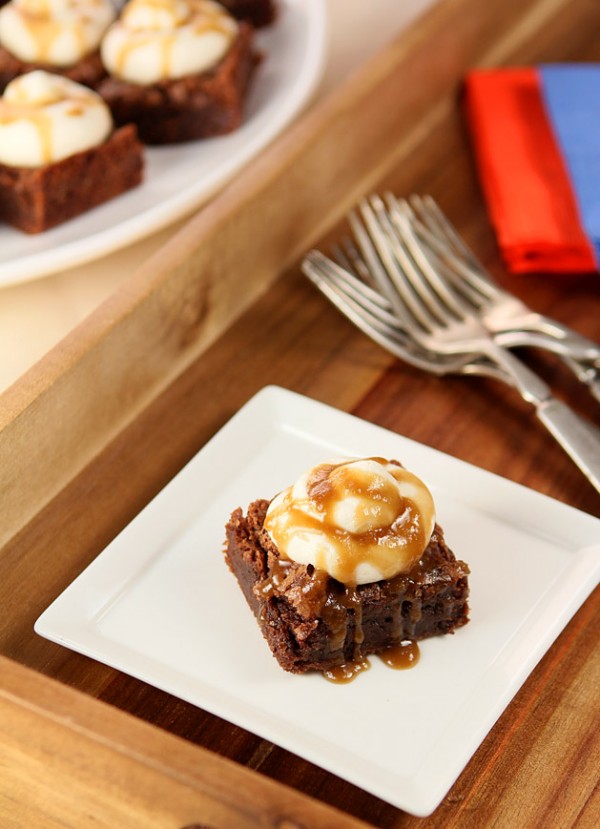 Bourbon Chocolate Brownies with Bourbon Buttercream and Sauce Bourbon