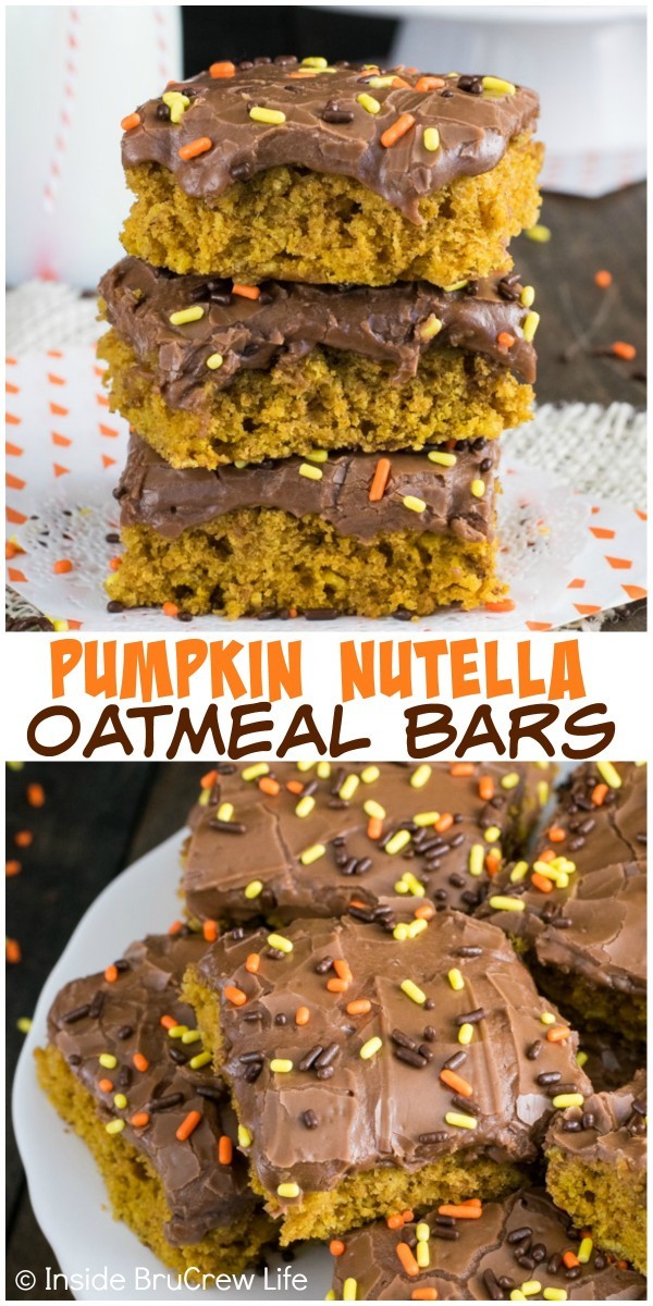 Pumpkin Nutella Oatmeal Bars by Jocelyn Brubaker Epicurious Community
