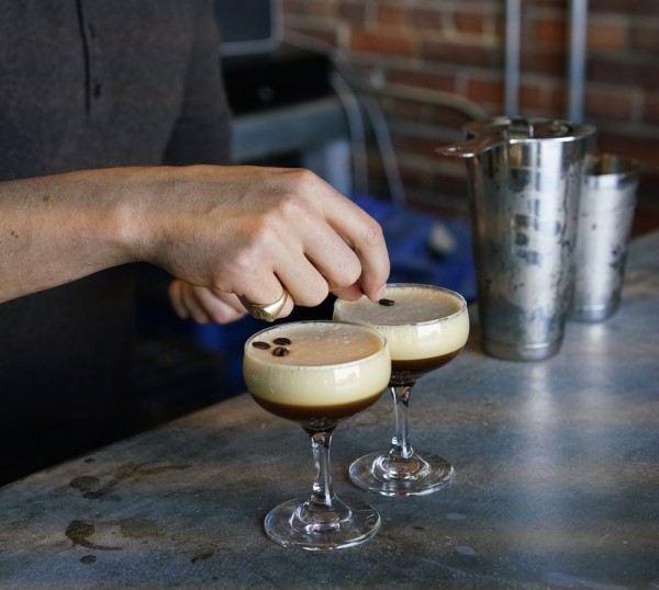 Two Espresso Martinis are born at Our / Los Angeles Vodka Distillery