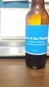 team project that combines wheat beer with flavors of basil, galangal, lemongrass, birds eye chillies and kaffir lime leaves