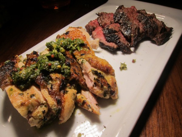 Jidori chicken and prime hanger steak