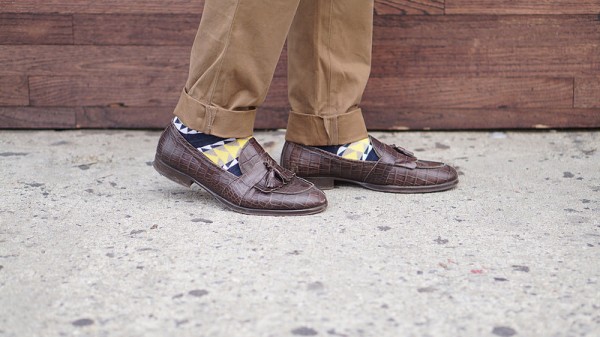 Brown Mens Loafers, Yellow Socks