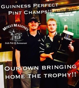 Molly Malone's bartender Wayne Sean Bruton with Guinness rep Tino Marrillia, courtesy Molly Malone's