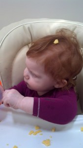 Sporting the cheese look.